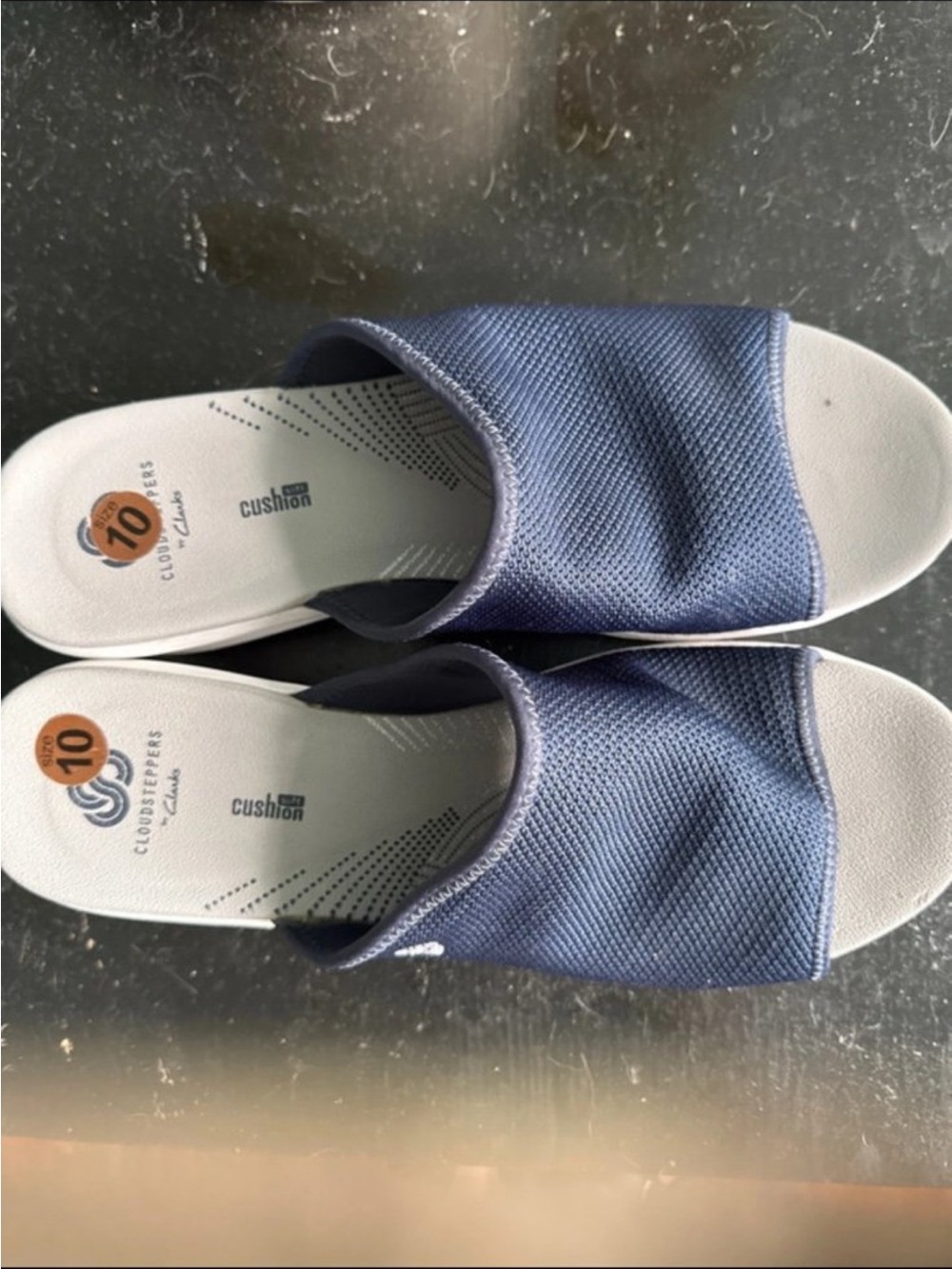 Clarks Cloudsteppers Cushion Soft Slide Sandals Navy Blue Women’s Size 10 NEW
